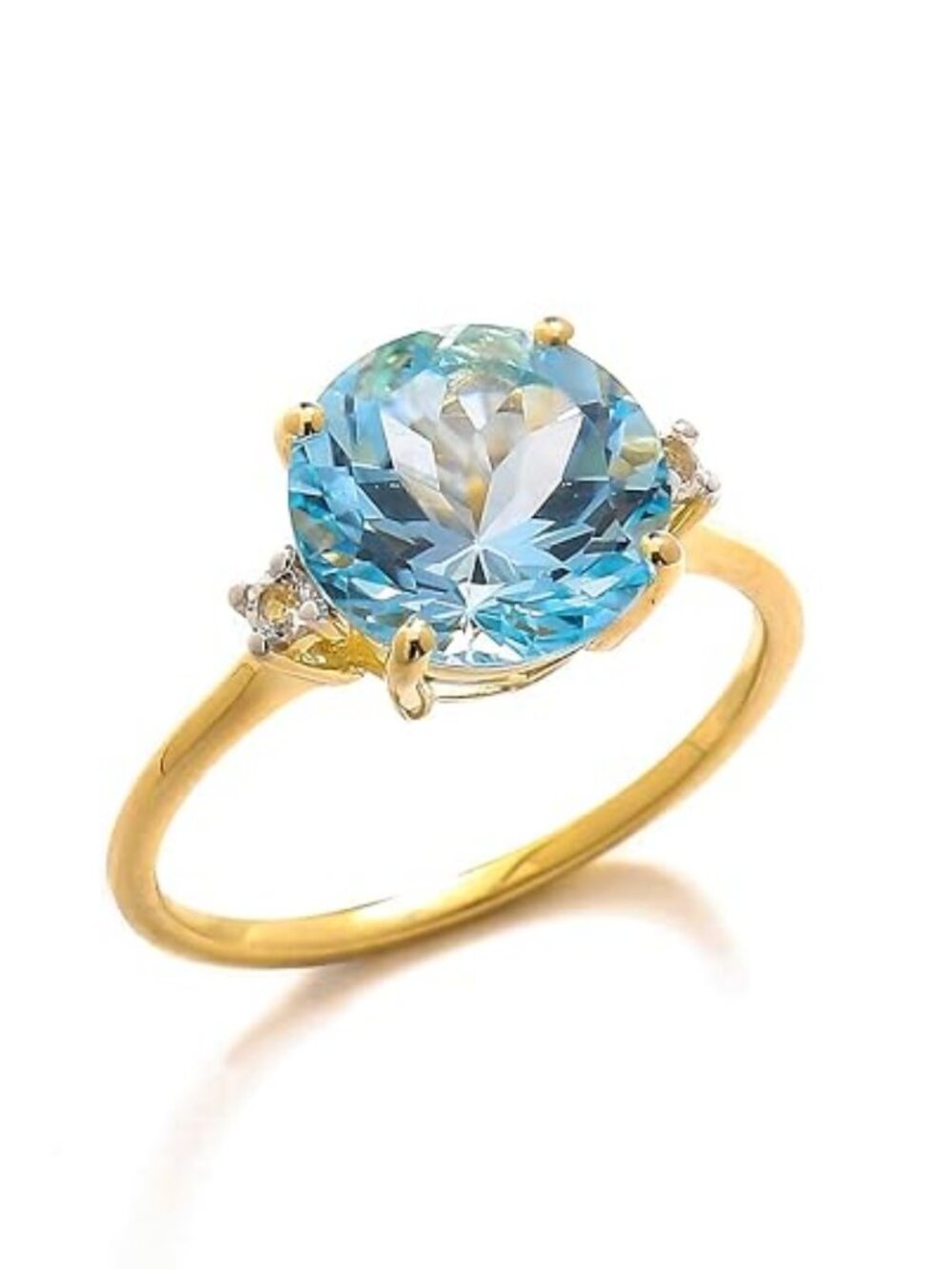 10kt Solid Yellow Gold 3.90 Swiss Blue Topaz Ring Size 6 New Ring